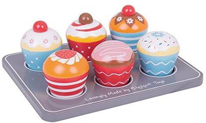 Bigjigs Toys Wooden Cupcakes And Wooden Muffin Tray - Play Food And Role Play For Kids