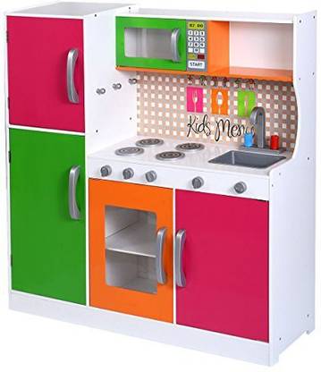 Costzon Wood Kitchen Toy Kids Cooking Pretend Play Set ...