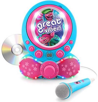 KIDdesigns Trolls Cdg Karaoke Machine Cd Player With Microphone