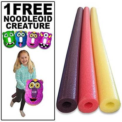 Generic 3 Random 52" Foam Pool Noodles And Get A One Free Random Noodleoid Creature Face To Attach To One Noodle Made In Usa