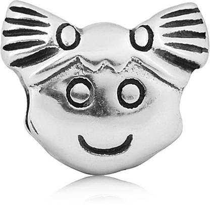 Linkingcharms Cat Face Silver Beaded Charm
