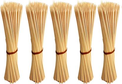 JAMBOREE kebab stick, roast stick, Bamboo Skewers Chocolate Fountain Wooden Fruits BARBECUE Kebab Stick Party Buffet Food Disposable Wooden Roast Fork Set (Pack of 500) Disposable Bamboo Roast Fork