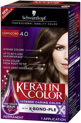 Schwarzkopf Keratin Color Anti-Age Hair Color Cream, 4.0 Cappuccino , Cappuccino