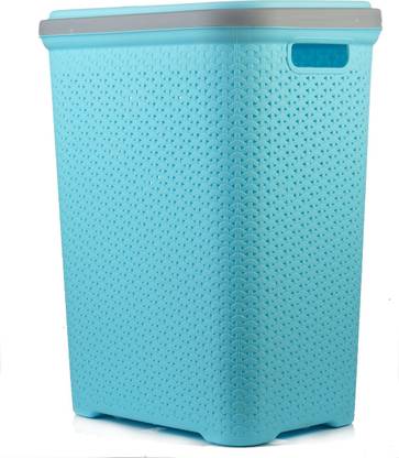POLYSET Plastic Ratanlal Elegant Laundry Basket (Blue) Storage Basket