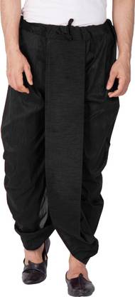 VM VM Men's Black Silk Blend Dhoti Solid Men Dhoti