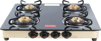 Prestige 4 Burner Marvel Glass Manual Gas Stove