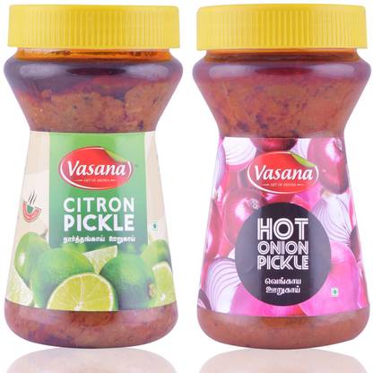 Vasana Citron Pickle and Hot Onion Pickle Combo Onion Pickle