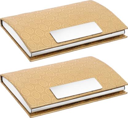 Flipkart SmartBuy High Quality | Pack of 2 | Golden Shine Finish Textured Executive ATM/ID/Visiting SUPER SLEEK, Sturdy 10 Card Holder
