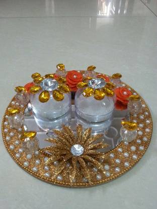 Decorative Platter Ekta Handicraft Glass Decorative Platter