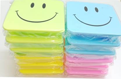 Generic Combo of 12 pcs smiley tiffin box for gift purpose (4 colors- 3 pieces each) 3 Containers Lunch Box
