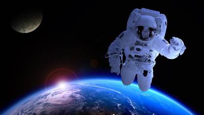 AZOHP9853 Astronaut Planet Moon Celestial Body Globe Space Paper Print