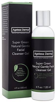 Ageless Derma Super Green Natural Facial Cleanser Gel With Certified Organic Ingredients Made In Usa Face Wash