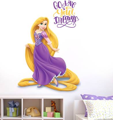 Wallmonks 100 cm Tangled - Rapunzel - Disney Princess - Go Live your Dreams Self Adhesive Sticker