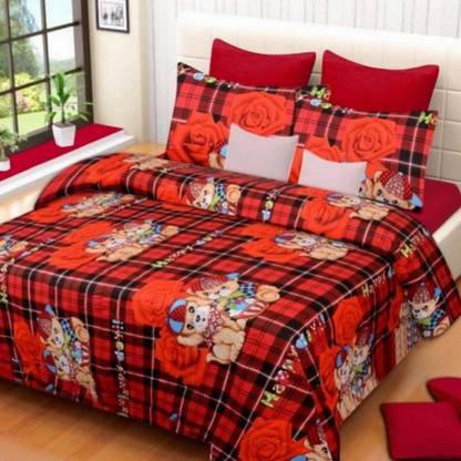 Shivay7Star Microfiber Double Flat 144 TC 3D Printed Bedsheet