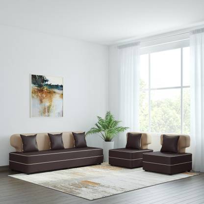 Bharat Lifestyle Butterfly Leatherette 3 + 1 + 1 Sofa Set