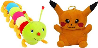 OYD Caterpillar Soft Toy, Multi Color (26 Cm) and Super Cute Pikachu Plush Soft Toy - 26 cm (Multicolor) - Combo  - 26 cm