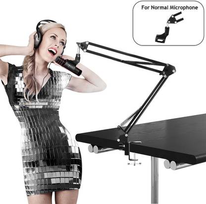 HOUSE OF QUIRK Adjustable Microphone Suspension Boom Scissor Arm Stand Microphone