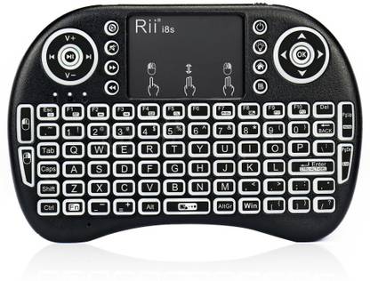 F2s Rii i8s 2.4Ghz RF Wireless Keyboard with LED Backlit Touchpad - Black Bluetooth Handheld Multi-device Keyboard