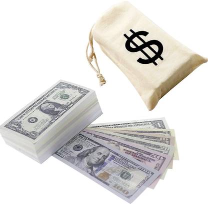 Juvale Pretend Dollar Bills - Realistic Money Stack - That Look Real - Small Bills (5 X 2.5 Inches) - 50 of each Amount - 300 Bills Total