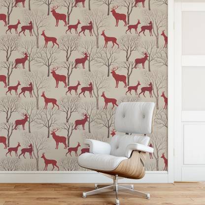 DeStudio 500 cm Animals In Autumn Forest Wallpaper Roll Self Adhesive Sticker