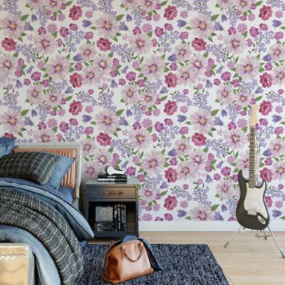 DeStudio 500 cm Floral Seamless Texture With Flowers Wallpaper Roll Self Adhesive Sticker