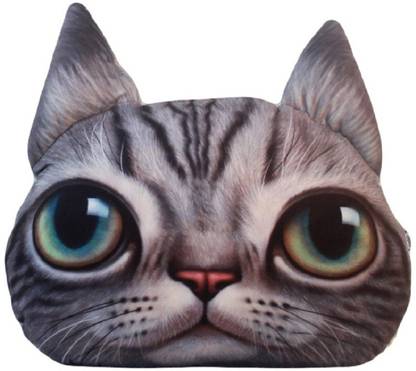 Skylofts 40cm Stylish Cat Shape 3D Cushion with Original Pussy Look for Sofa & Cars Throw Pillow  - 40 cm
