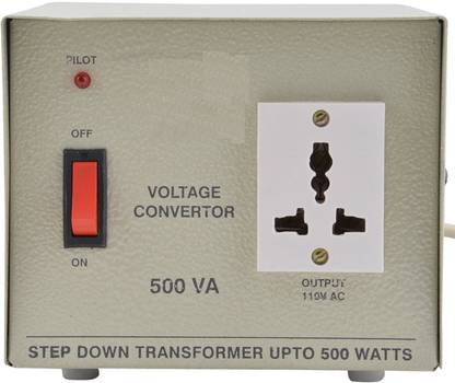 TRP Traders 220V to 110V AC Step-Down Voltage Converter 500W Transformer Base 1 Socket Surge Protector (Black) 1  Socket Extension Boards
