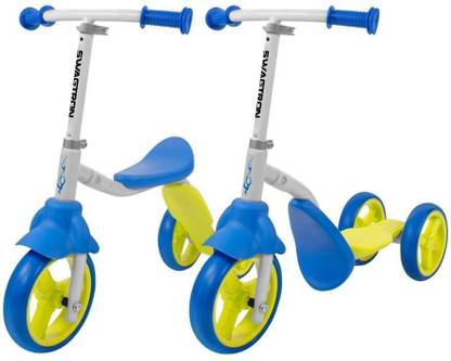 Swagtron K2 Toddler 3 Wheel Scooter & Ride-On Balance Trike 2-in-1 Adjustable & Transforms In Seconds Manual Scooter for Kids Age 2 to 5 Tricycle