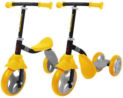 Swagtron K2 Toddler 3 Wheel Scooter & Ride-On Balance Trike 2-in-1 Adjustable & Transforms In Seconds Manual Scooter for Kids Age 2 to 5 Tricycle