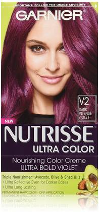GARNIER Nutrisse Ultra Color Nourishing Hair Color Creme, V2 Dark Intense Violet (Packaging May Vary) , Dark Intense Violet