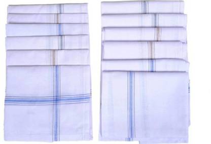 ASHIRWAD 12 pic Man white solid Hanky ["White"] Handkerchief