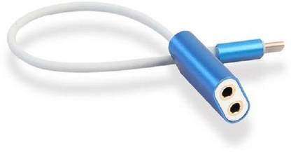 OLECTRA USB 3.1 USB-C Type C Male to Dual 3.5mm Female Earphone AUX Audio Splitter Adapter Cable Headphone Splitter (Blue) Worldwide Adaptor
