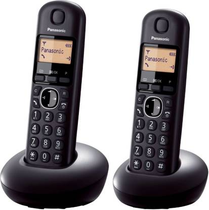 Point Panasonic KX-TGB212EB Digital Cordless Phone with LCD Display (Two Handset Pack) - Black Cordless Landline Phone