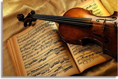 violin and notes Paper Print