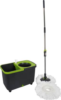 Dreamline Magic Mop & Bucket On Wheels (Green & Black) Mop Set, Bucket