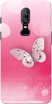 Aseria Back Cover for Pink Music Butterfly Slim Fit Hard Case Cover/Back Cover for One Plus 6