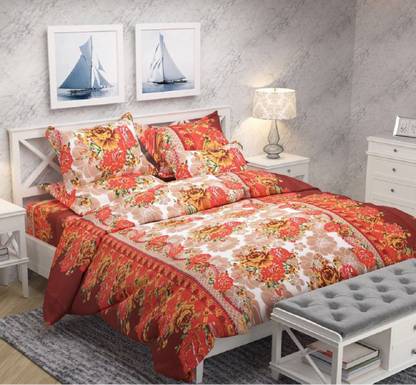 Home Delights 144 TC Polycotton Double Floral Flat Bedsheet