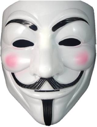 White Color Anonymous V for Vendetta Face Mask (Set of 1) White Toys & Games