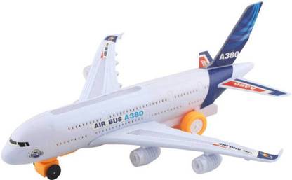 Toyvala Airbus A380 Electric Aeroplane Toy with Lights and Sound, Bump and Go Action Toy Plane