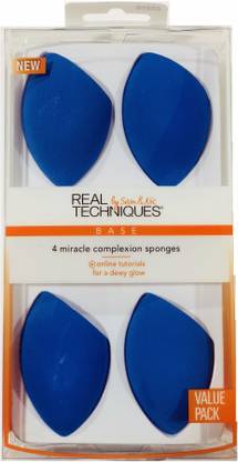 Real Techniques Miracle Complexion Sponge (Pack Of 4),Latex-Free,Polyurethane Foam,Multi-Purpose,Round Bottom Makeup Sponges,Ideal For Blending