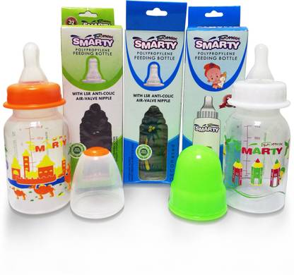 Smarty Twomax Combo Set of 3 Baby Feeding Bottle 150ml Print Feeding Bottle - 150 ml