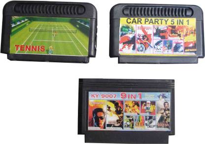 PTCMart 8 Bit Tv Video Game Cassettes Like Tennis, Car Party & Mix Numbers( Set Of 3)  Gaming Accessory Kit