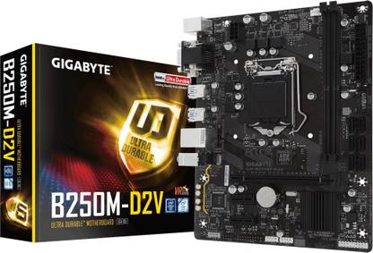 GIGABYTE GA-B250M-D2V Supported Socket 1151 for 6th & 7Th Gen CPU LGA1151Socket Micro-ATX Intel B250 Chipset DDR4 Motherboard for Desktop
