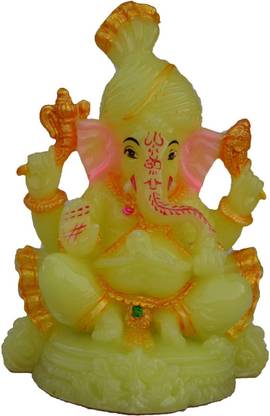eCraftIndia Glowing Lord Ganesha with Pagadi डेकोरेटिव शोपीस  -  11.25 cm