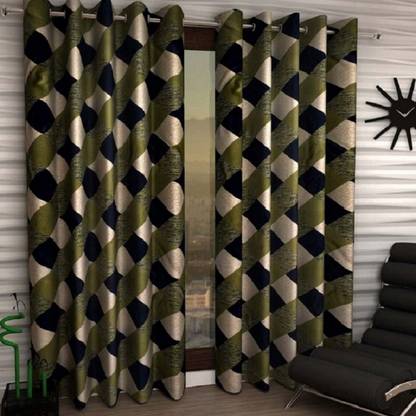 Phyto Home 213 cm (7 ft) Polyester Semi Transparent Door Curtain (Pack Of 2)