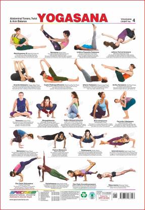 Yogasana Chart 4 - Abdominal Toners, Twist & Arm Balance Photographic ...