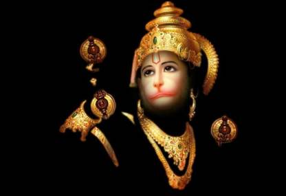 hanuman ji in black background Wall Poster Print on Art Paper 13x19 Inches Paper Print