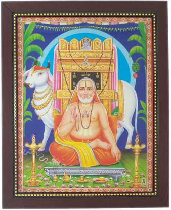 R S Exports Lord Sri Raghavendra Swamy Photo Frame ( 32.5 cm x 26.5 cm x 1.5 cm ) / lord god goddess laxmi lakshmi sri sree raghavendra ragavendra swamy swami brindavanam brindavana mantralayam mantralaya photo frame frames framing Religious Frame