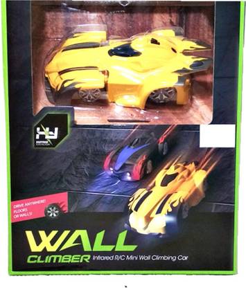 ClueSteps Zero Gravity Wall Climber Infrared R/C Remote Control Mini Wall Climbing Car (Yellow)