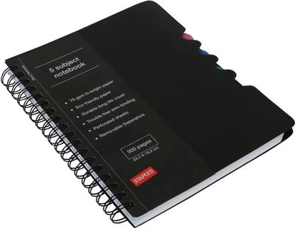 Staples Subject Notebook A2 Notebook Single Rule 300 Pages